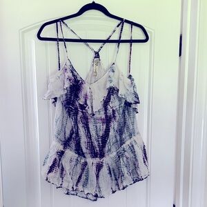 NWT Free People Purple and White Tie Die Camisole